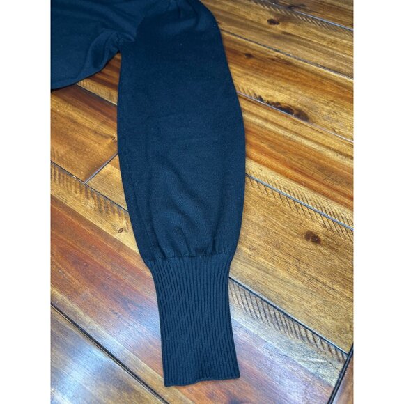 Adrianna Papell Twofer Ruffle Neck Black & Ivory Polka Dot Layered Sweater M - Picture 7 of 15